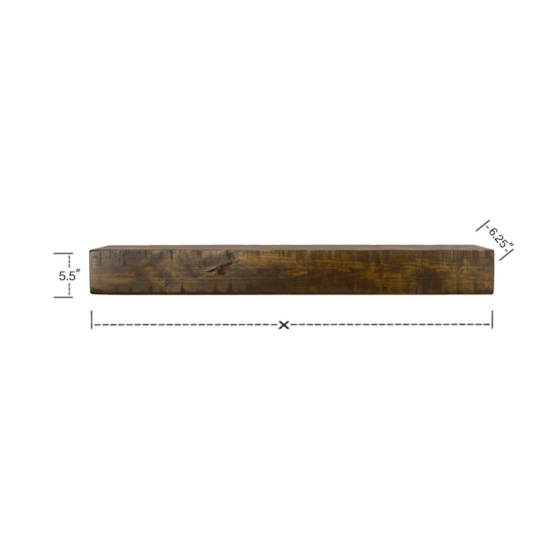 Rustic Fireplace Mantel Shelf, Dark Chocolate, 60", 6.25"