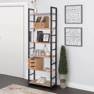 Terresa 180 cm H x 60 cm W Steel Etagere Bookcase