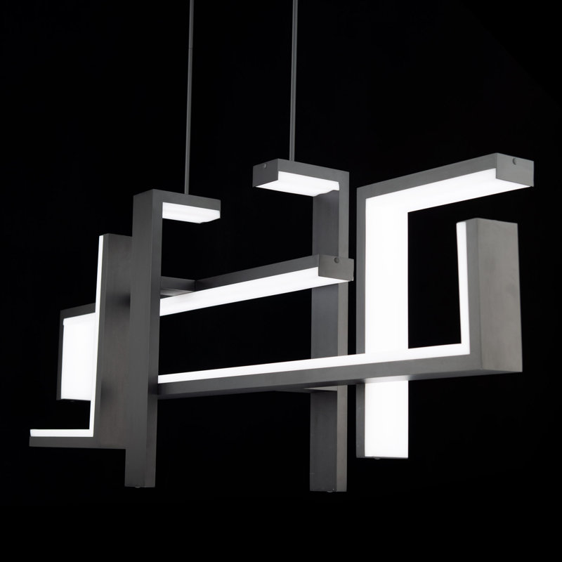 Luminaire suspendu carré à 1 lumière Jackal, Noir