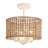 4 - Light 11.81'' Dimmable Drum Rattan Semi Flush Mount Light Natural Rattan Bohemian Pendant With Hand Woven Drum Shade-1234916873