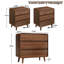 Ensemble de commode et table de chevet en bois de noyer, commode 3 tiroirs pour la chambre à coucher, ensemble de table de chevet de 2, ensemble de chambre classique-966309493