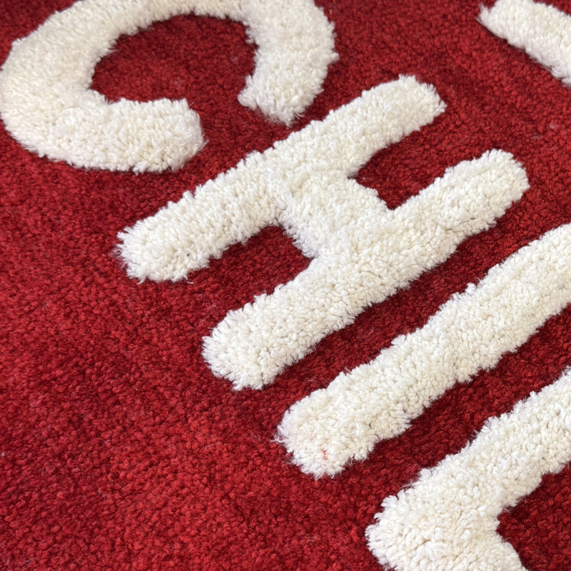 Chill Pill Oval Bath Rug, Red