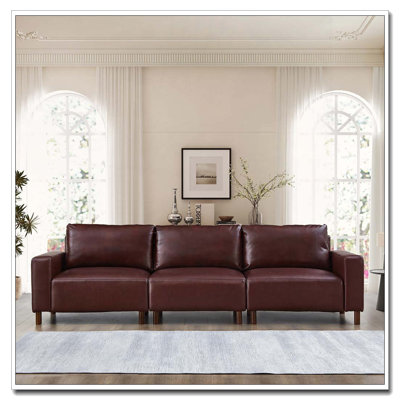112" Luxury PU Leather Sofa