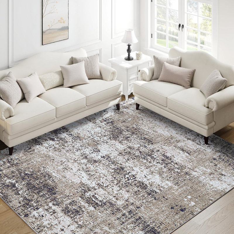 Tapis abstrait lavable à la machine Annie avec envers antidérapant, Rectangle 5 pi x 7 pi