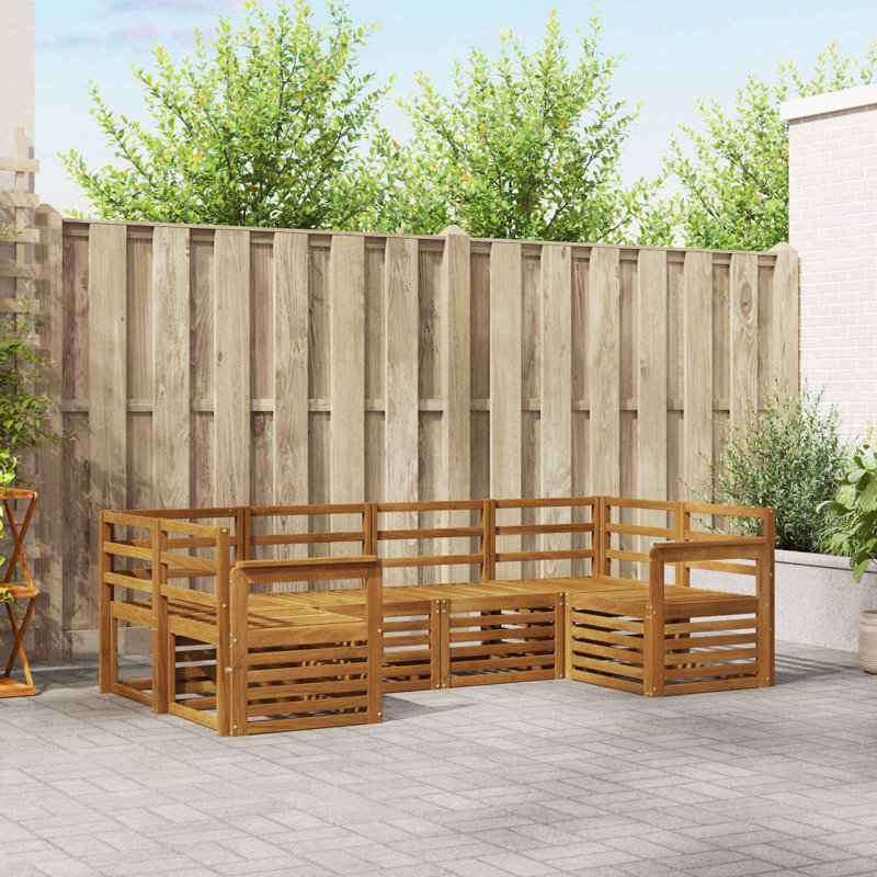 245 cm W Solid Wood Patio Corner Sofa Set
