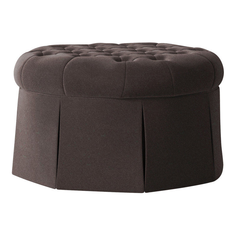 Repose-pieds cocktail capitonné rond 35 po Alma, Polyester vison 9953