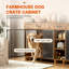 Mobilier de caisse pour chien en bois de ferme, double crédence de cage pour animaux de compagnie avec tablettes de rangement