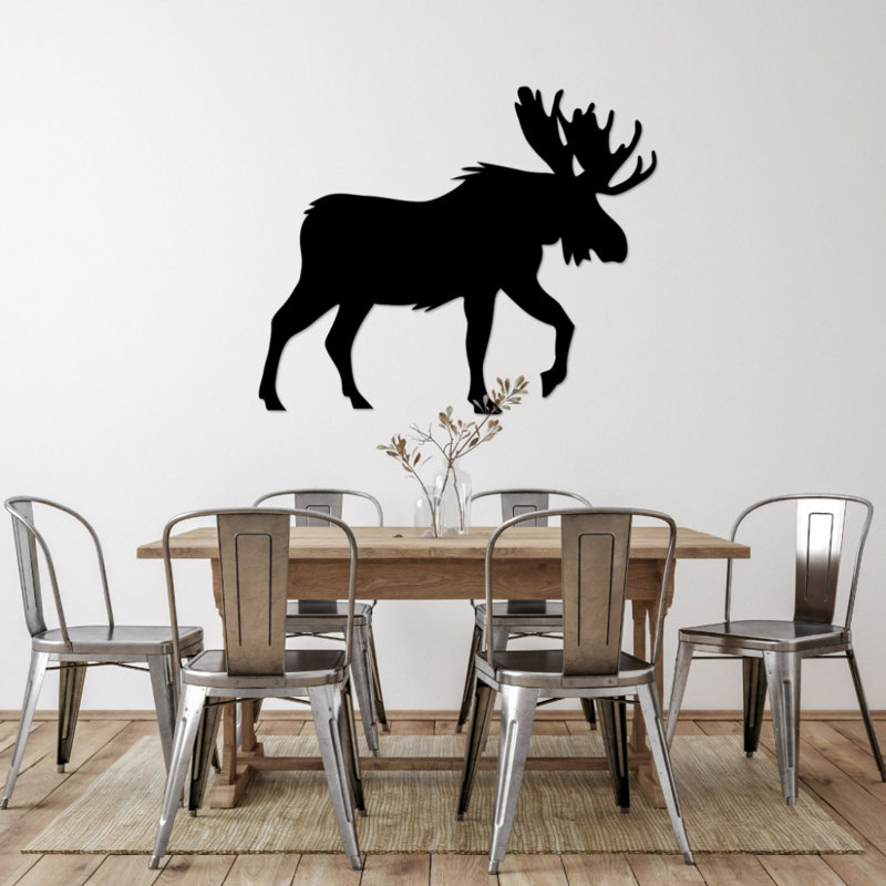 Art mural Crossing Moose, H 35 po x l 35 po x P 0,12 po, Noir