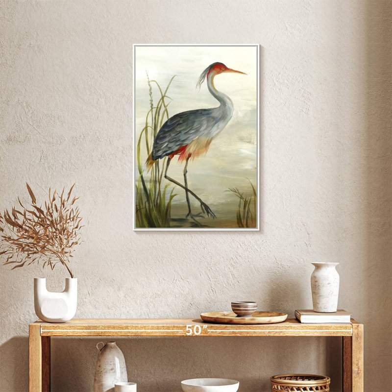 Héron cendré, Floating Frame White, 21 po x 31 po