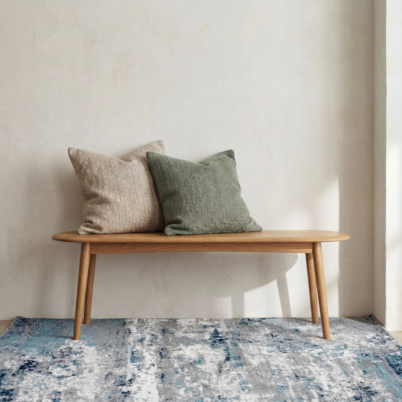 Banc de 47 po en chêne massif pour hall d'entrée moderne , Chêne et naturel, 47"W