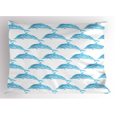 Taie décorative en microfibre bleu / blanc Poyester