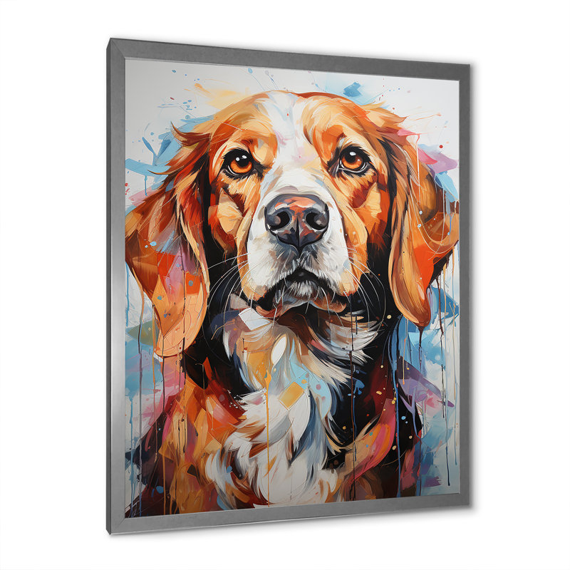 Beagle Bliss I sur impression sur toile, Cadre simple argenté, H 44 po x l 34 po x P 1,5 po