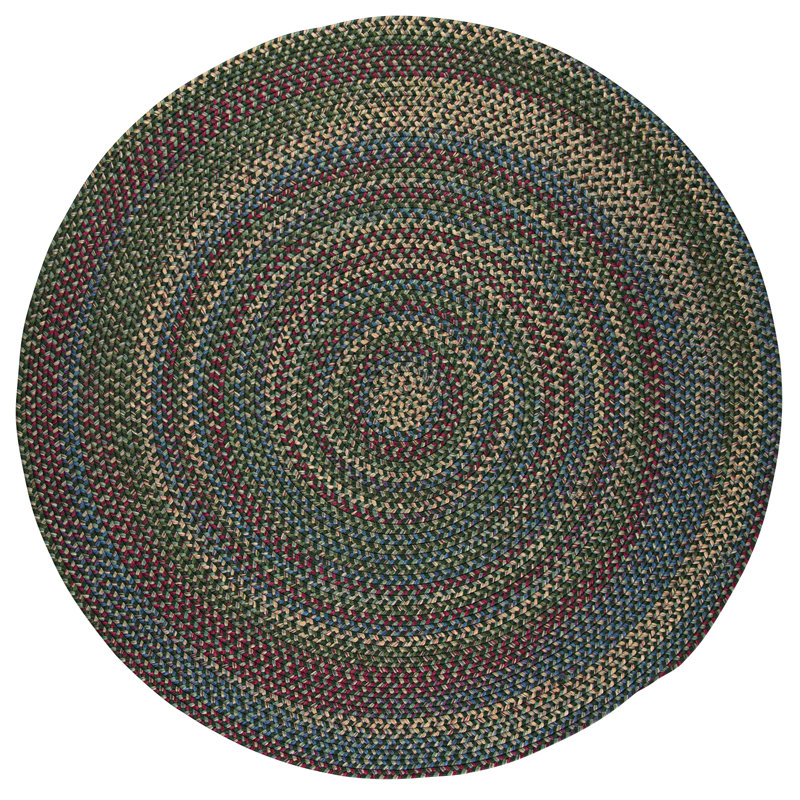 Tapis vert foncé / bleu Dollman, Rond 6 pi