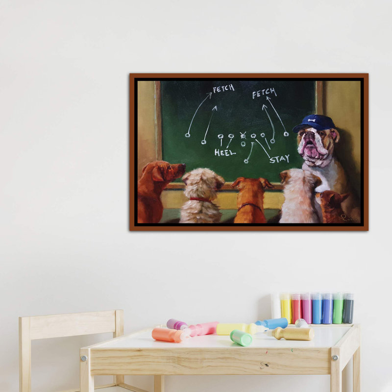 «Game Plan», art encadré, Toile classique avec cadre brun, H 26 po x l 40 po x 1,5 po