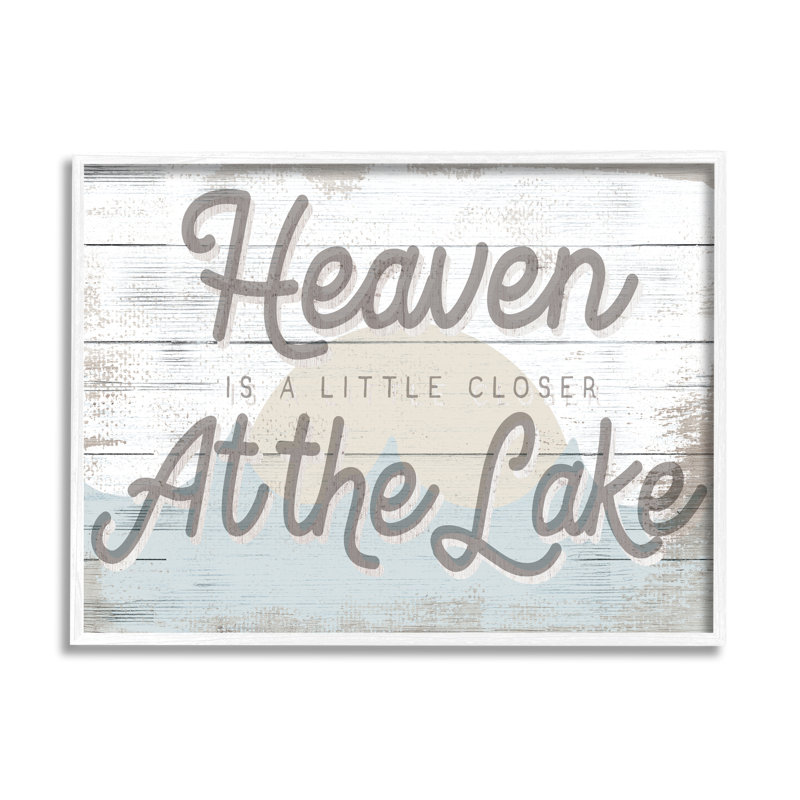 «Heaven's Closer at the Lake», phrase «Sunrise Waves», H 24 po x l 30 po x P 1,5 po, Giclée encadrée blanc bord de mer