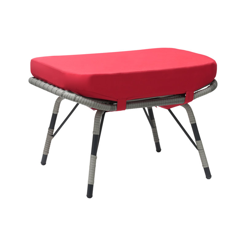 Repose-pieds d'extérieur avec coussin Sunbrella® Kluss, Gris, Rouge