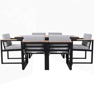 Ensemble repas d'extérieur 7 pièces avec coussins de patio amovibles