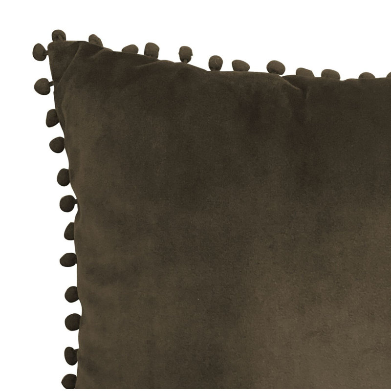 Jasmin Pompom Square Pillow Cover, Dark Chocolate
