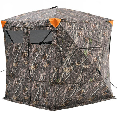 Portable Hunting Blind See Through Ground Deer Blinds for 4-5 People with Carrying Bag, Silent Magnetic Door, and Spacious Interior
