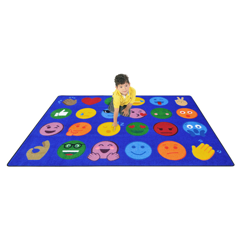 Tapis bleu touffeté à motif géométrique, Rectangle 5 pi 4 po x 7 pi 8 po