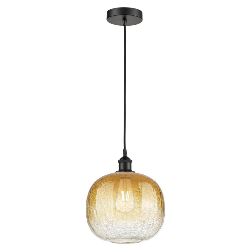 Edison - Ameliya - Mini-luminaire suspendu à cordon 1 lumière 11 po, Ambre, Noir mat