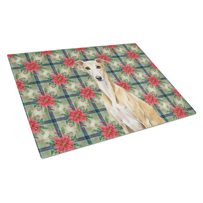 Planche à découper en verre Faw Whippet Christmas PoinsettIas