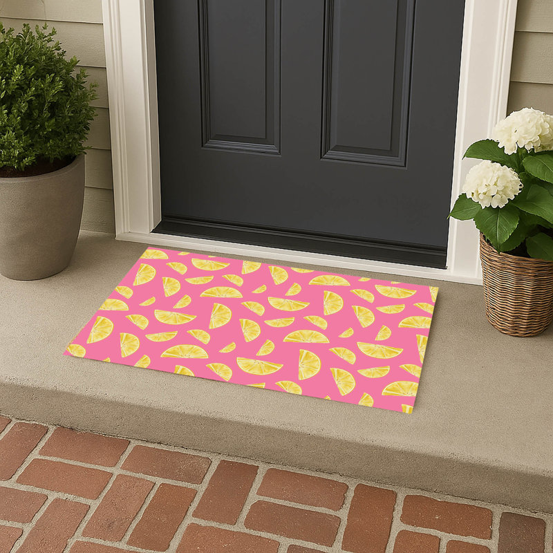 Summer Lemon Outdoor Doormat, Bubblegum, 34" W x 21" L