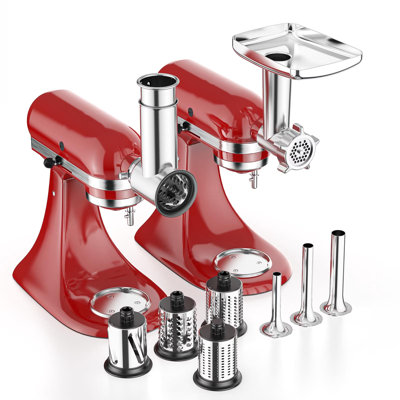 Meat Grinder and Stainless Steel Slicer Shredder Attachment Set for KitchenAid Stand Mixers by GVODE