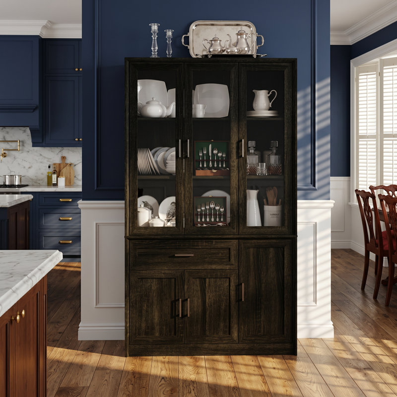 79.9" H 6-Door China Cabinet With Drawers