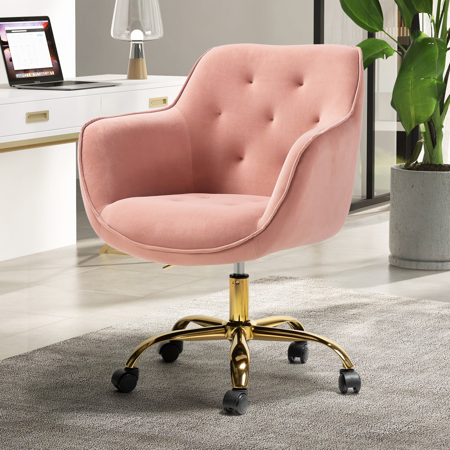 Clio Task Chair with Height Adjustable Etta Avenue Upholstery Color: Pink