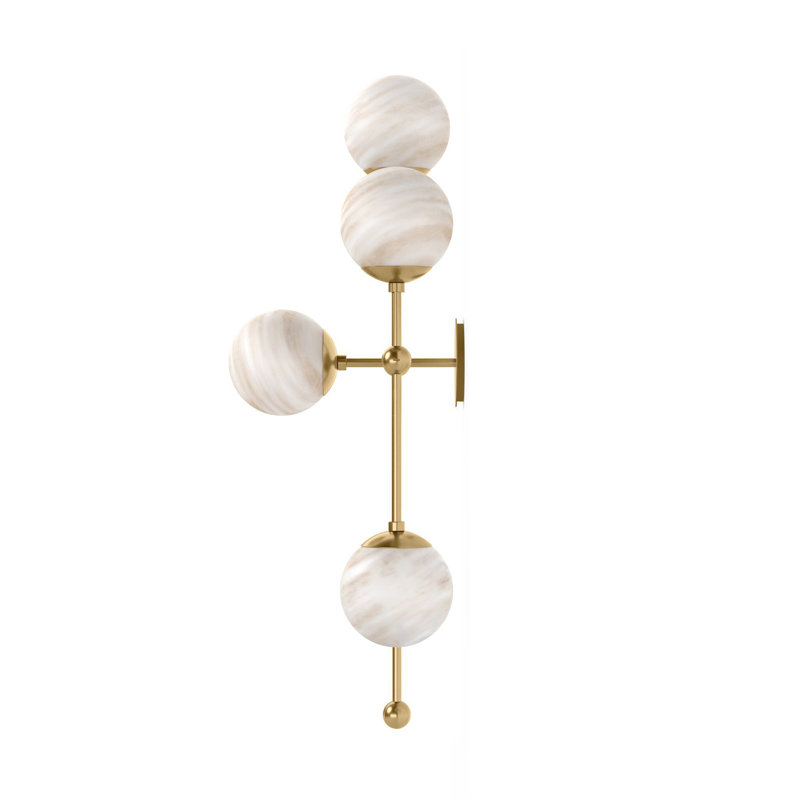 Armstrong 4 - Light Armed Sconce, Burnished Brass, Marbled Matte