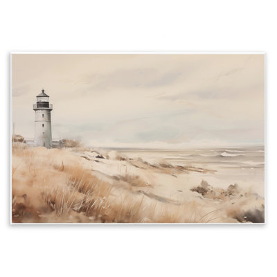 Plaque murale distante de phare aux tons neutres, design par Arlington Prints