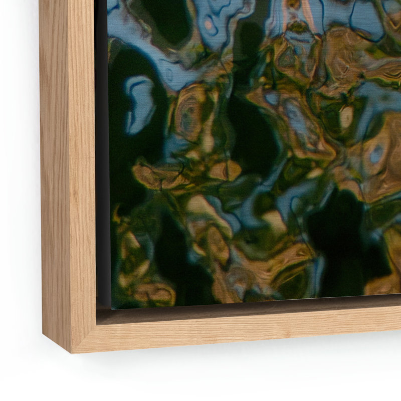 Reflecting Blue Print by Geoffrey Baris, Light Brown Framed, 40" H x 30" W x 2" D