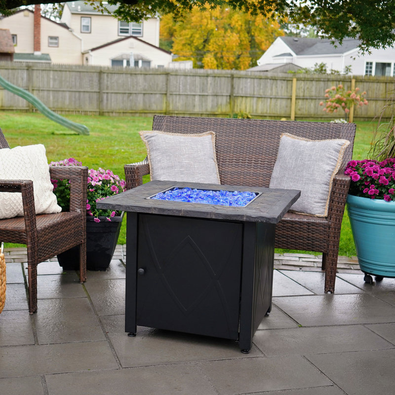 Endless Summer 30,000 BTU Outdoor Propane Gas Patio Fire Table with Blue Glass