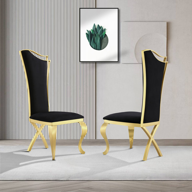 Chaise de salle à manger en velours Mariamne