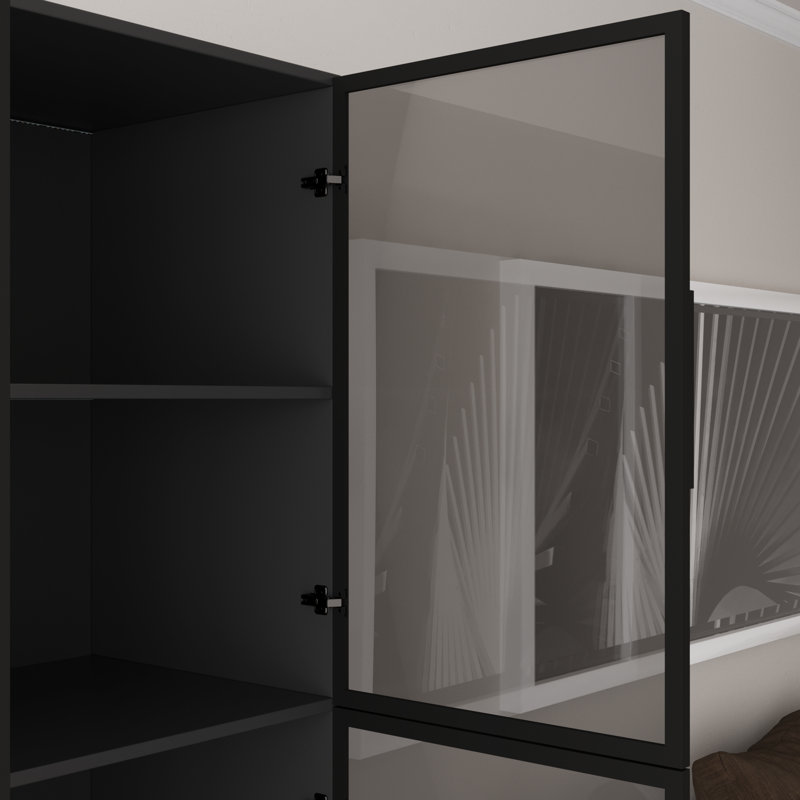 3 Piece Display Cabinet With Glass Doors & Adjustable Lights, 78.7” Tall Display Case With 5 Tier Storage Shelves, Collectibles Cabinet For Living Room, Office