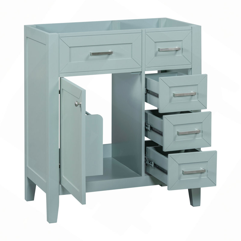 Meuble-lavabo de 30 po sans lavabo, base d'armoire seulement, armoire de salle de bain avec tiroirs, structure solide et panneau de fibres à densité moyenne