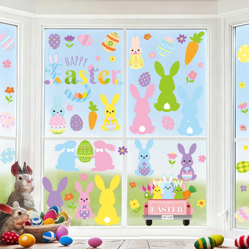 Easter Window Clings 6 Sheets Happy Easter Decorations For Kids Spring Window Clings For Home Office Shop