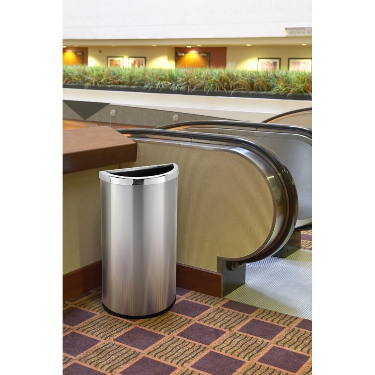 Commercial Zone Precision Series Half Moon Indoor Trash Can Stainless Steel  8 Gal. (780929) : Target