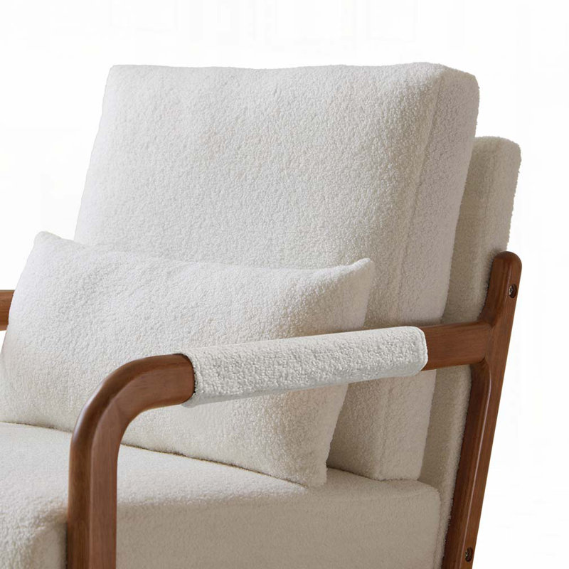 Fauteuil rembourré, Tissu en peluche blanc