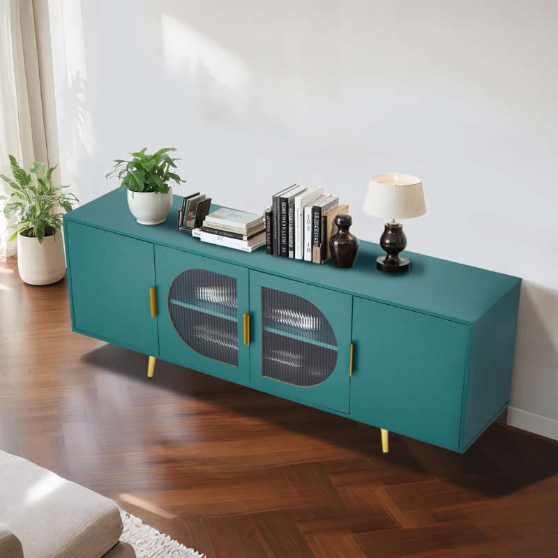 Meuble télé pour téléviseur de 75 po ou moins avec meuble télé moderne et portes en verre