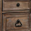 Table de chevet rustique en bois massif avec 3 tiroirs et table ronde en bronze de couleur naturelle pour la chambre à coucher