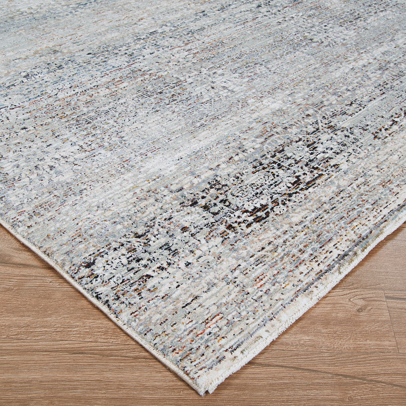 Versus Floral Antique Beige Greystone Fringed Area Rug, Rectangle 3'9" x 5'4"