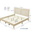 Lit plateforme en bois massif avec un design Mid-Century, ton naturel, tête de lit tissée, structure, lattes, supportant jusqu'à 800 livres, convient à différents styles de chambre à coucher, finition, densité de caoutchouc faible