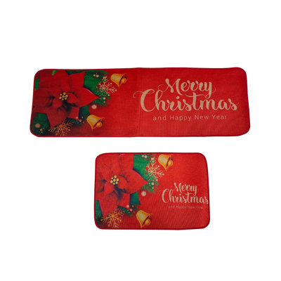  2 tapis et tapis de cuisine de Noël pour tapis de sol antidérapant Merry Christmas Kitchen Decor Kitchen ensembles de tapis de Noël (16 x 24 po + 16 x 48 po)