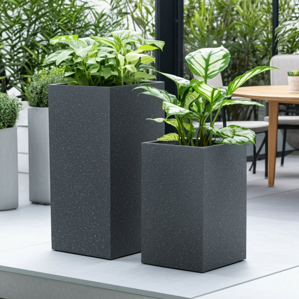 Balta 13" Pot Planter, Gray