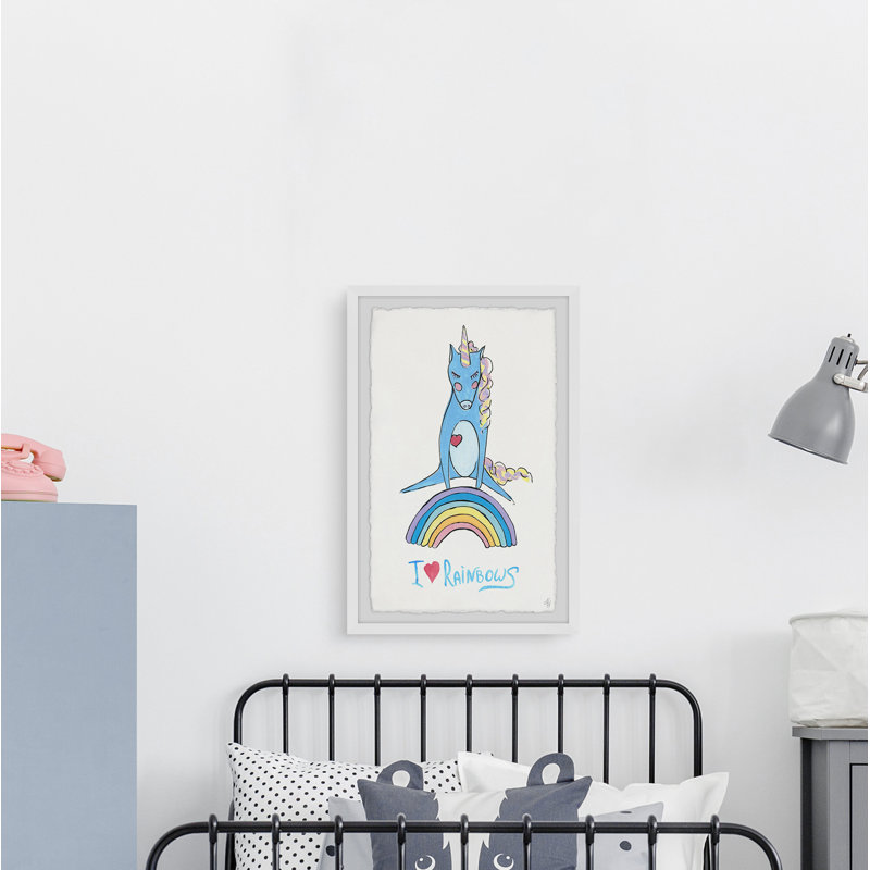 Impression encadrée Crosslin «Playful Rainbow Unicorn», H 24 po x l 16 po x P 1,5 po