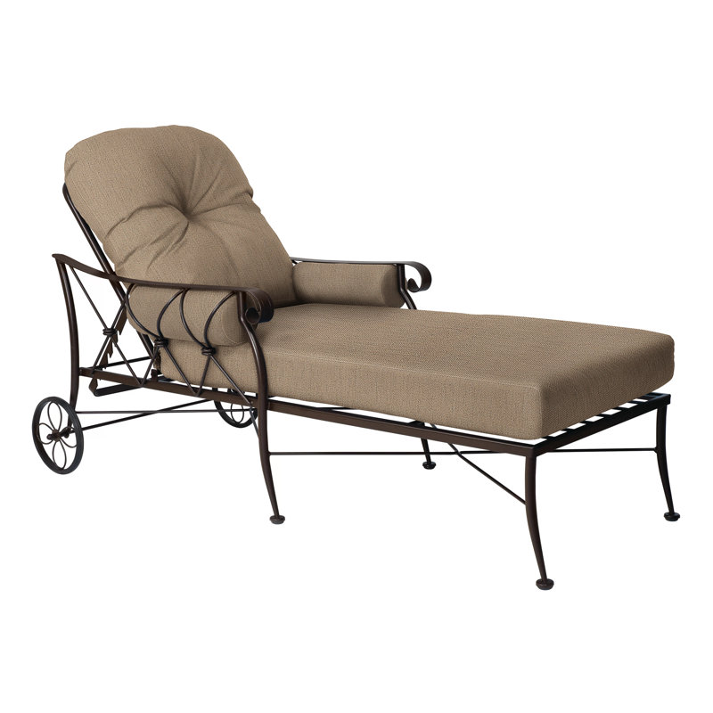 Derby Outdoor Chaise Lounge , Cushion Included, Sailcloth Salt Sunbrella® Textured, Pewter