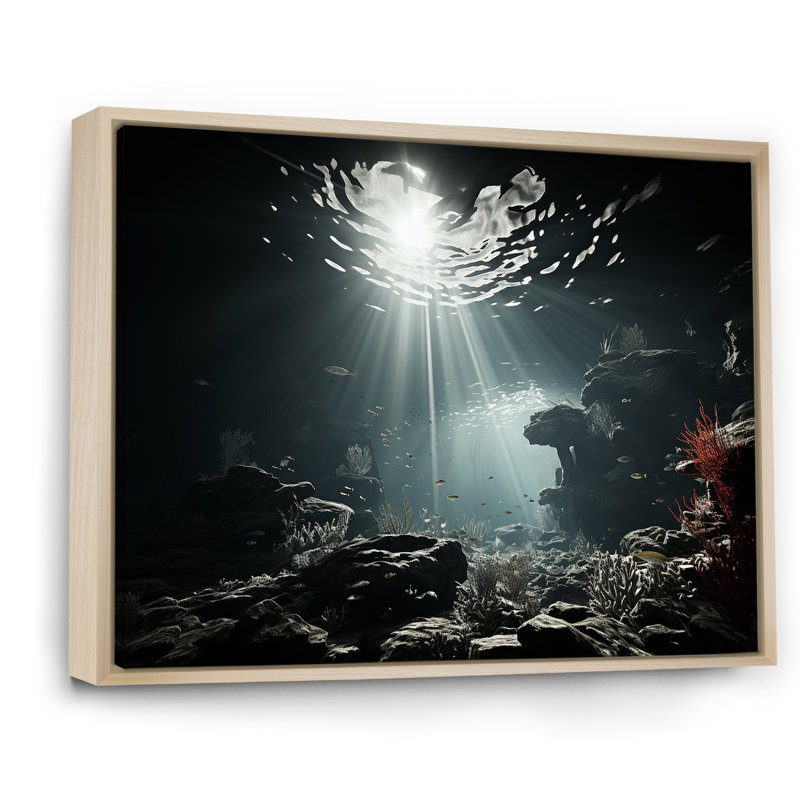 «Deep Light On Coral Hidden Treasures II», impressions sur toile plage et océan, Cadre naturel flottant