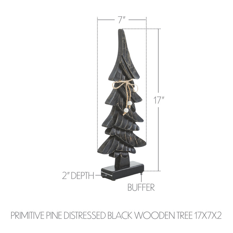 Pin primitif en bois noir patiné, H 17 po x l 7 po x P 2 po
